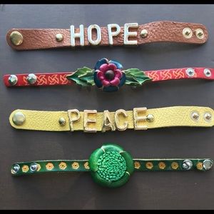 Woodstock Leather bracelet set